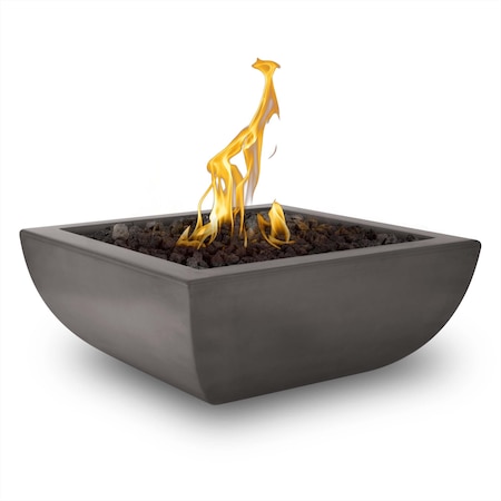 The Outdoor Plus 30 Square Avalon Fire Bowl, GFRC Concrete, Chestnut, Low Voltage Electronic Ignition, Natural Gas OPT-AVLFO30E12V-CST-NG